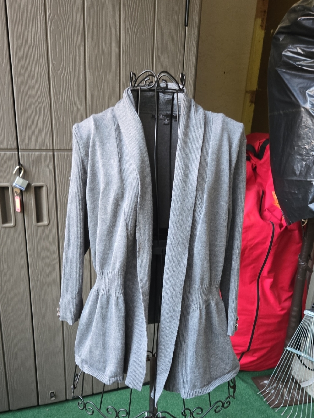 89th & Madison Light Gray Ribbed Open-Front Cardigan Jacket
